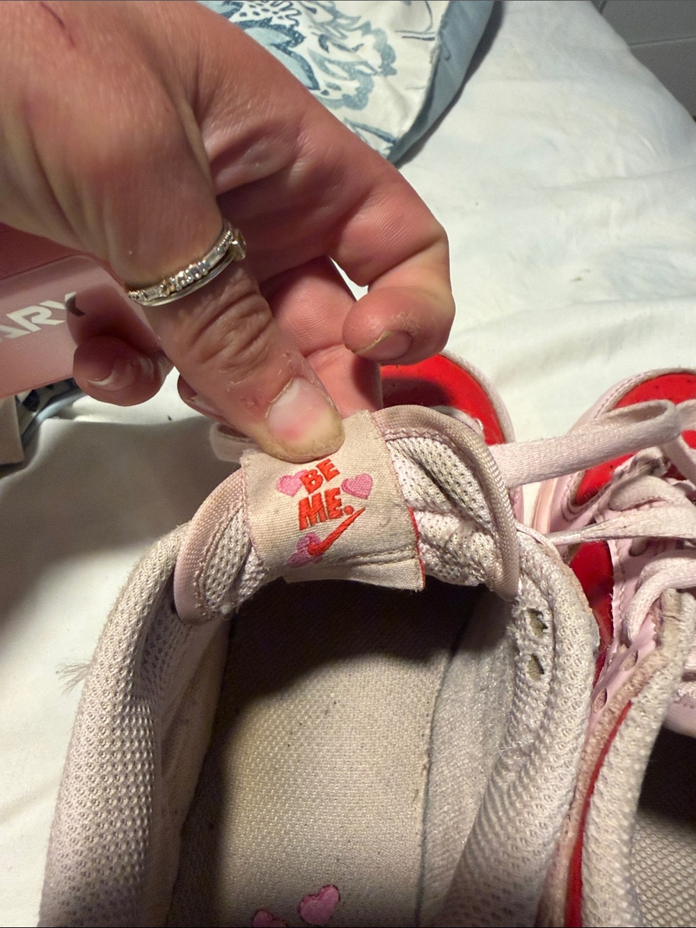 Nike Pink and Red Kids Low-Top Sneakers with White Swoosh - Picture 5 of 6